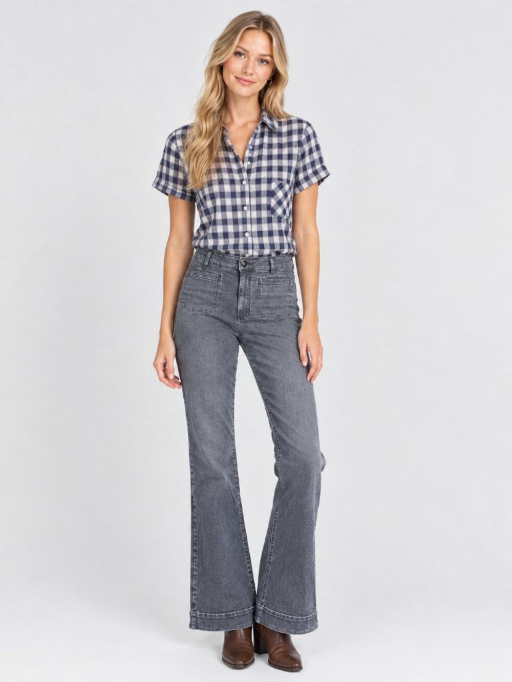 J. Jill Denim High Rise Flare Leg Jeans Gray Wash 14 #A4602